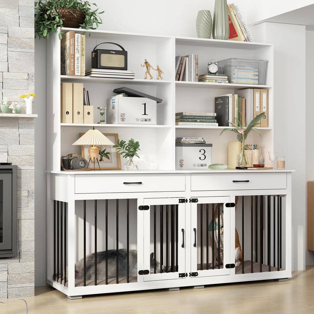 WIAWG Large Dog Crate Storage Cabinet, Indoor Wooden Heavy Duty Dog ...