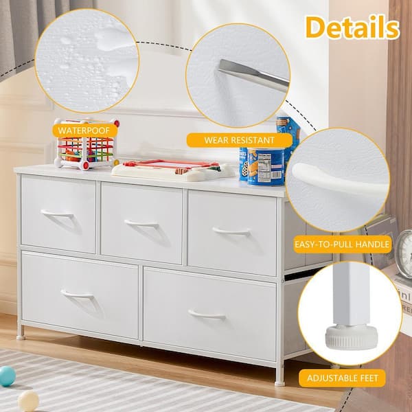 新作draw drawers 2way camisole WONDER COMFORT Modern White 5 Drawer 11.8 in. Wide Chest of
