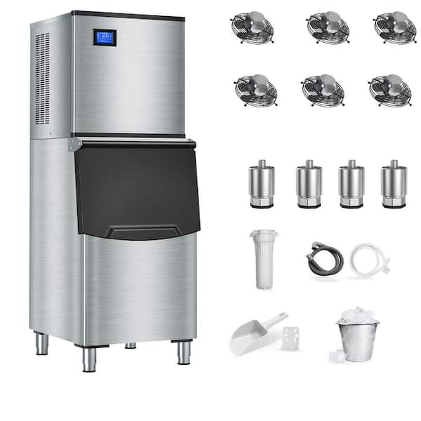 23.2 in. 680 lbs./24 Hours Freestanding Split Commercial Ice Maker in Silver 182-Full Size High-Density Ice Cubes/Cycle