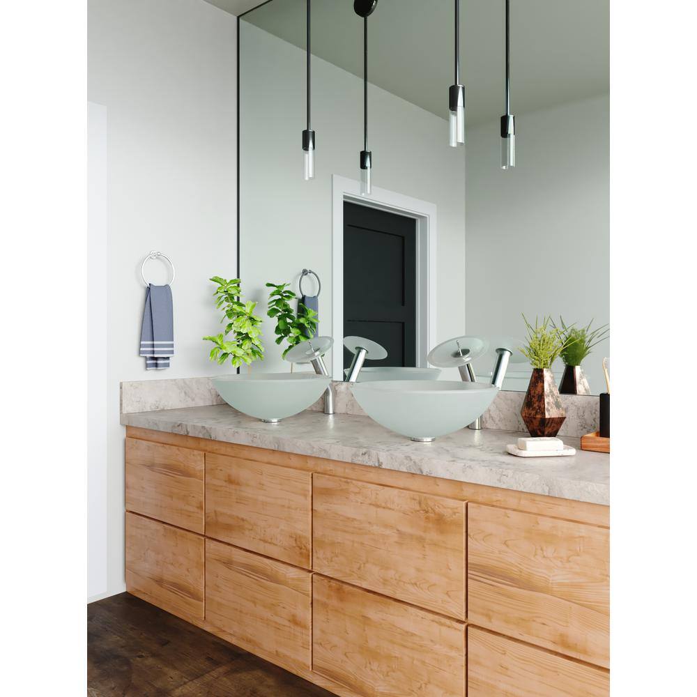 Frosted White Glass Circular Vessel Bathroom Sink