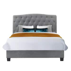 Cape Coral Gray Velvet King Upholstered Bed