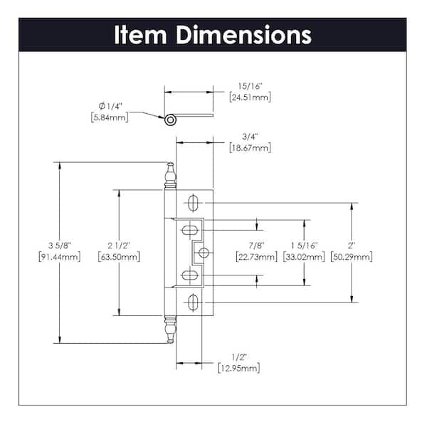 2-1/2 in. x 1-1/2 in. Satin Nickel Furniture Barrel Hinge 2-1/2 in. x 1-1/2 in. Satin Nickel Furniture Barrel Hinge