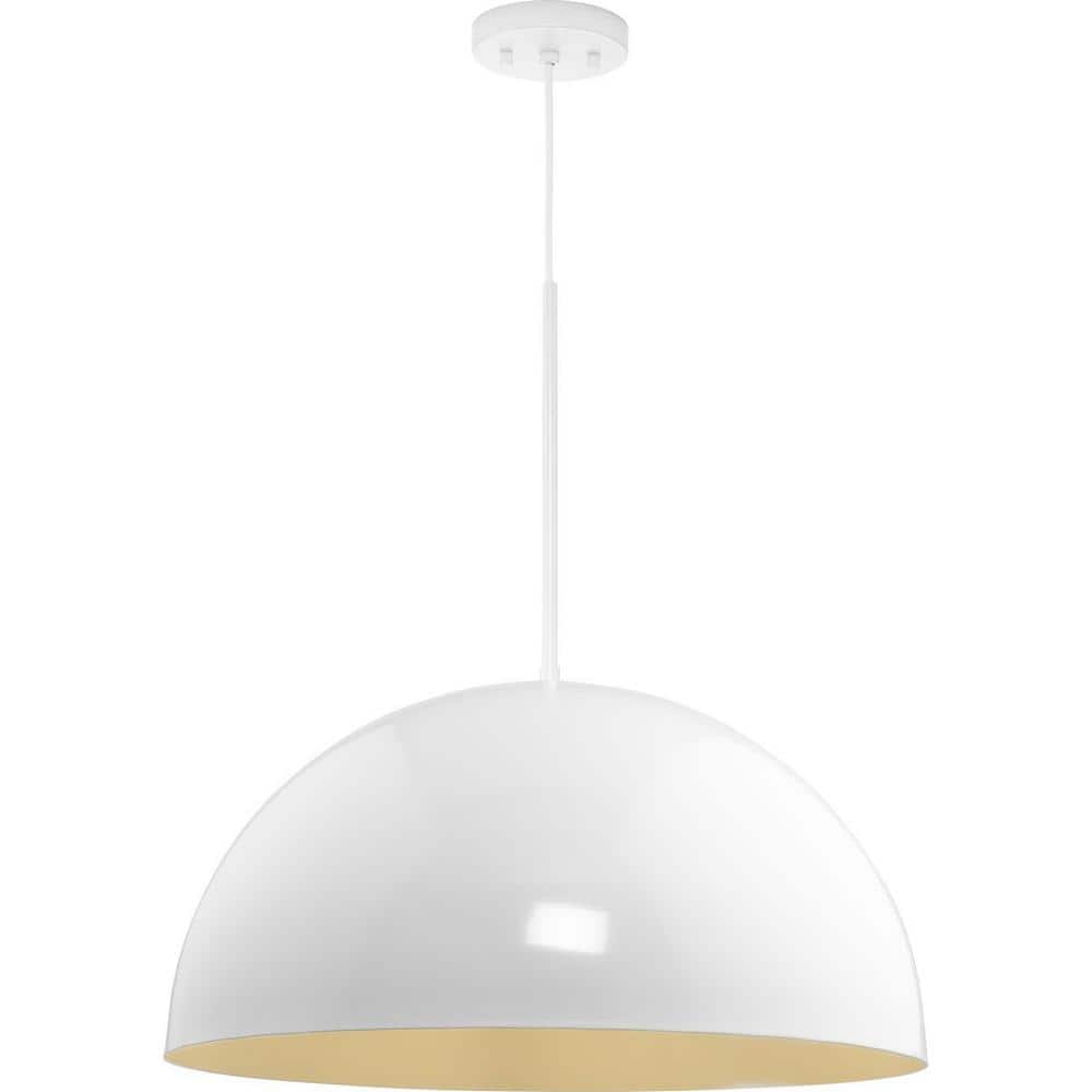 Perimeter 23.62" White Bowl Pendant with Brushed Nickel Finish
