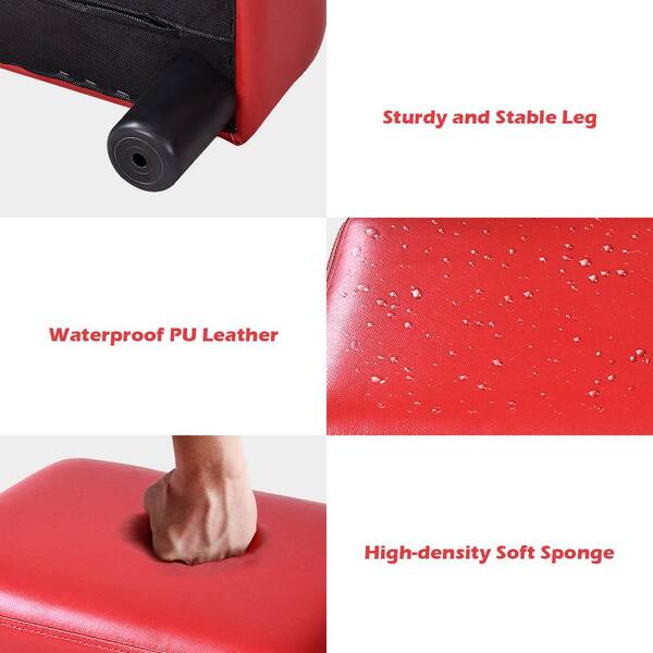 Gymax Red PU Leather Ottoman Rectangular Footrest Small Stool with Padded  Seat GYM04628 - The Home Depot