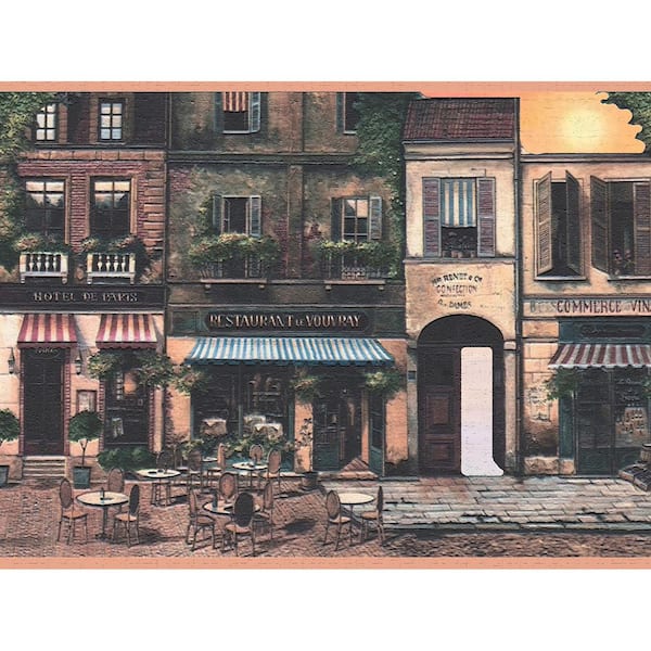 Dundee Deco Falkirk Dandy II Green Brown Beige City Country Peel and Stick Wallpaper Border