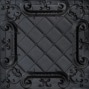 Romeo, Romeo Satin Black 2 ft. x 2 ft. Decorative Tin Style Nail Up Ceiling Tile (48 sq. ft./case)