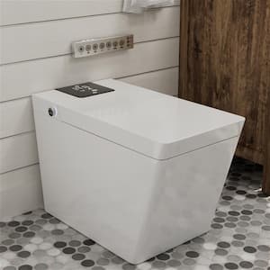 Smart Toilet Bidet One-Piece 0.8/1.2 GPF Dual Flush Square Toilet in White Seat with Remote Panel