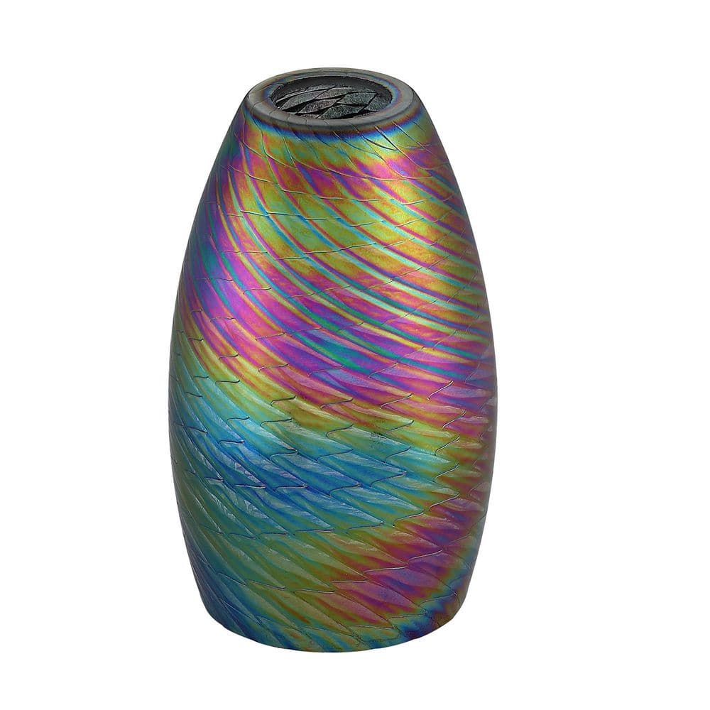 7.64 in. Multicolored Fish Motif Art Glass Drum Pendant Light Shade with 1.