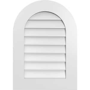20 in. x 28 in. Round Top Surface Mount PVC Gable Vent: Decorative with Standard Frame