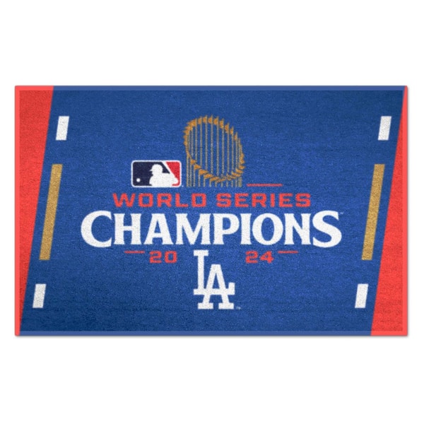 2024 World Series Champions Los Angeles Dodgers Starter Mat Blue 19in. x 30in. Tufted Nylon Rectangular Indoor Area Rug