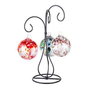 Tree Of Life 3 4 in. Multi-Color Hand Blown Glass Balls with Metal Antique Bronze Finish Stand