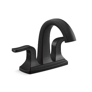 Rubicon 4 in. Centerset Double Handle High Arc Bathroom Faucet in Matte Black