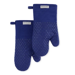 Asteroid Silicone Grip Cobalt Blue Oven Mitt Set (2-Pack)