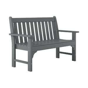 Laguna Outdoor Patio Weather Resistant Poly Plastic 51 in. 2-Person Front Porch Garden Bench in Gray