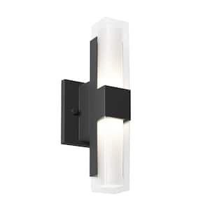 Gemini Black Modern 3 CCT Integrated LED Outdoor Hardwired Garage and Porch Light Lantern Sconce