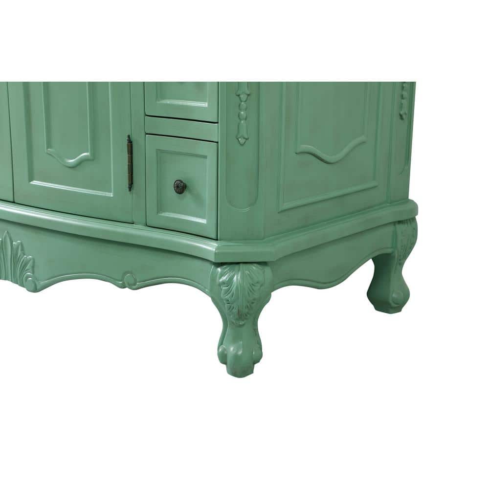 Vintage Mint Solid Wood Single Bathroom Vanity with Marble Top