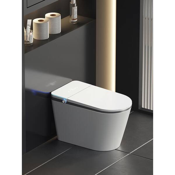 Aoibox Electric Bidet Seat for Elongated Toilet in White W LED Light, Heating, Warm Water Washing, Hot Air Dryer Remote Control, Whhite