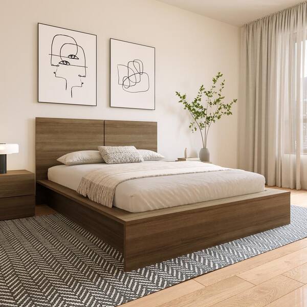 Nexera James Brown Oak King Panel Headboard 237988 - The Home Depot