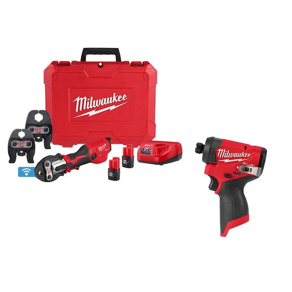 M12 12-Volt Lithium-Ion FORCE LOGIC Press Tool Kit with ONE-KEY and M12 FUEL 1/4 in. Hex Impact Driver