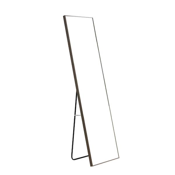 Bnuina 15 in. W x 58 in. H Rectangular Wooden Framed Freestanding/Wall Mounted Bathroom Vanity Mirror in Gray