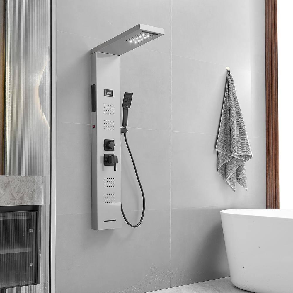 Black Nickel LED Rainfall Shower Panel with Body Jets
