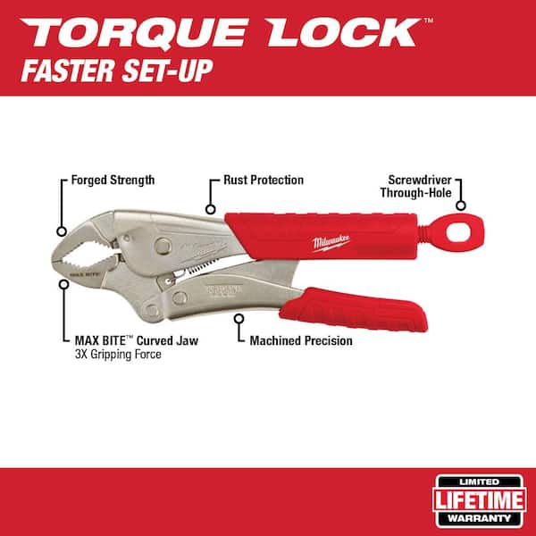 Details about   Milwaukee 48-22-3710 10" Torque Lock&Trade; Straight Jaw Locking Pliers 