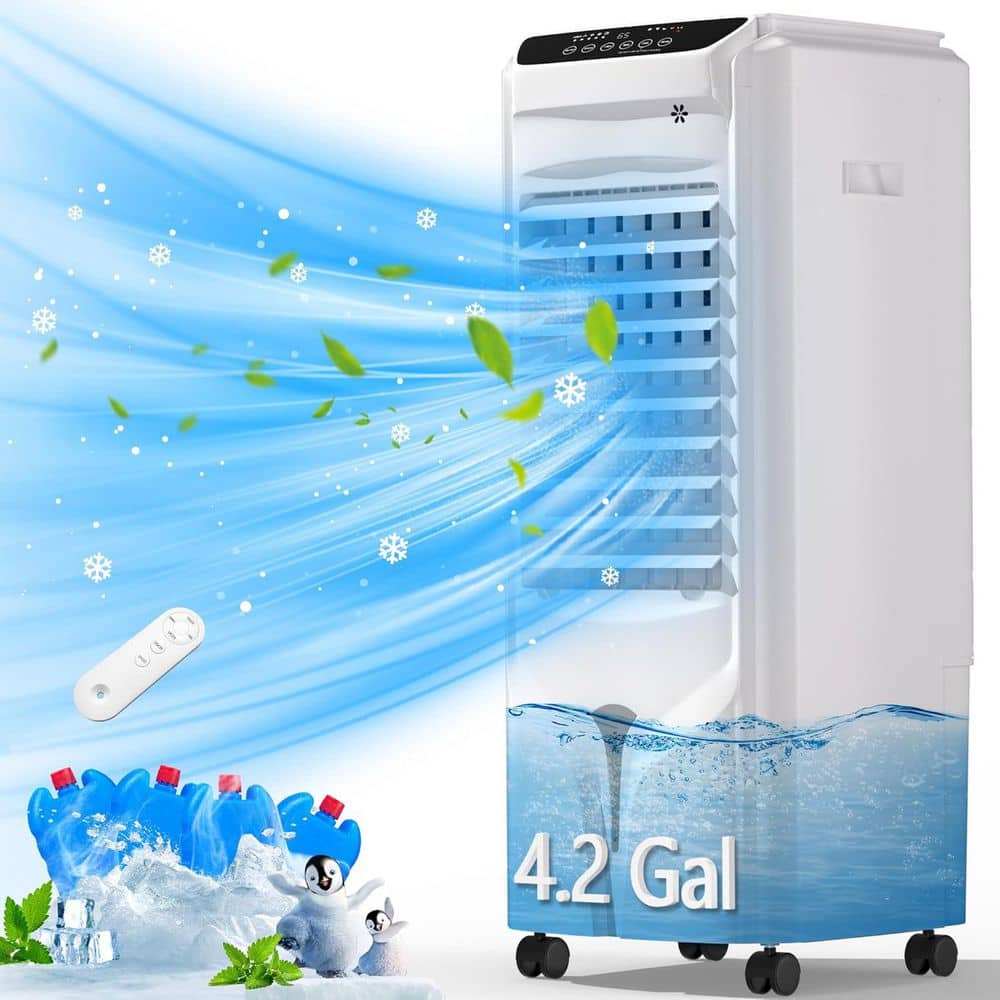 12 Hours 1800 CFM Portable Air Cooler 32 with 4.2-Gal Water Tank, 120° Oscillation, Remote, Timer, 3-Modes, in White price history on PriceWatchPro