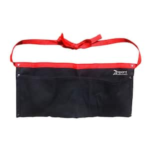 Heavy-duty Canvas Double Pocket Apron Pouch, Black, Box of 5