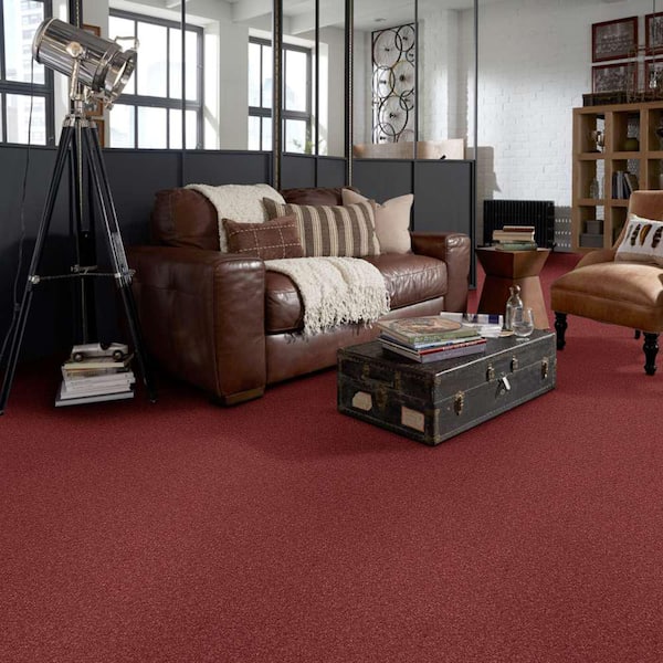 Coral Reef I - Berry Rich - Red 65.5 oz. Nylon Texture Installed Carpet