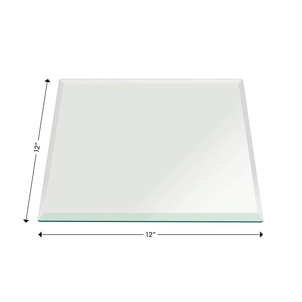 12" Square Clear Tempered Glass Tabletop with Beveled Edges