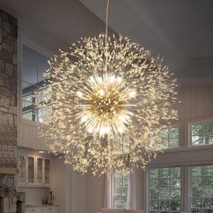 Calzada 16-Light Gold Decor Dandelion Firework Chandelier with Bulbs