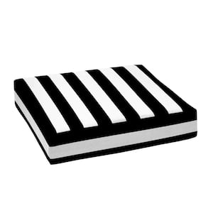 24 in. x 24 in. Outdoor Lounge Chair Cushion in Black Cabana Stripe