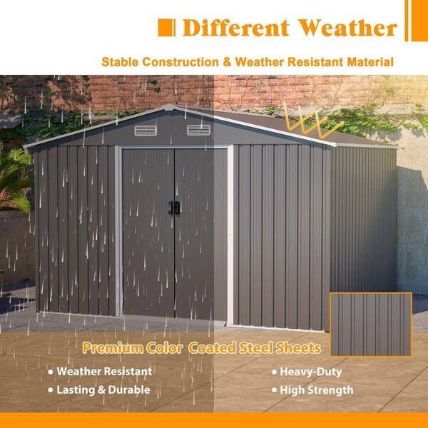 ToolCat 10 ft. W x 8 ft. D Outdoor Metal Storage Shed with