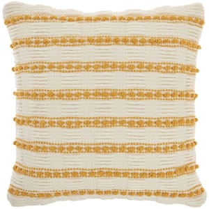 Life Styles Yellow Stripe Handmade 18 in. x 18 in. Throw Pillow