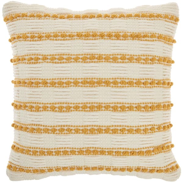 Mina Victory Life Styles Yellow Stripe Handmade 18 in. x 18 in. Throw Pillow