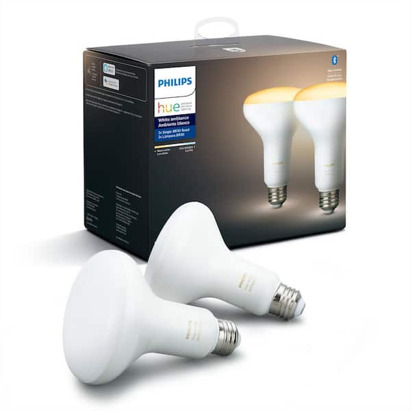 Golf Avonturier zonnebloem Philips Hue White Ambiance BR30 LED 65-Watt Equivalent Dimmable Smart  Wireless Flood Light Bulb with Bluetooth (2 Pack)-548594 - The Home Depot