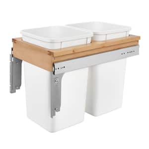 White Double Pull Out Top Mount Trash Can 27 Qt