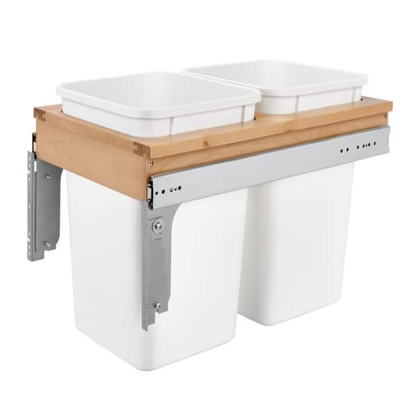 White Single Pull Out Top Mount Trash Can 35 qt.