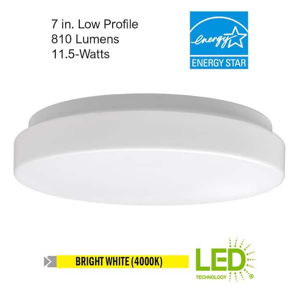 7 in. Low Profile White Round LED Flush Mount Ceiling Light Fixture Modern Lens 810LM 11.5W Bright White 4000K (8-Pack)