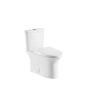 12 in. Rough-In 1-Piece 1.28 GPF Dual Flush Elongated Toilet in White, Seat Included