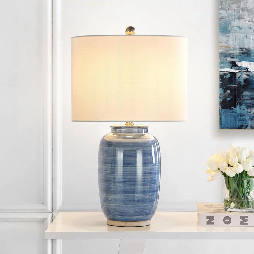 Maxax 25 in. Blue Vintage Ceramic Bedroom Living Room Bedside Desk