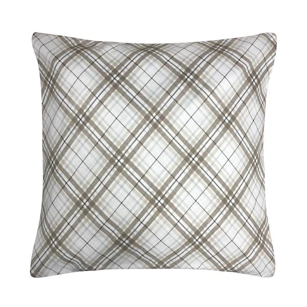 Harper Lane Neutral Plaid Decorative Pillow 18 in. x 18 in.