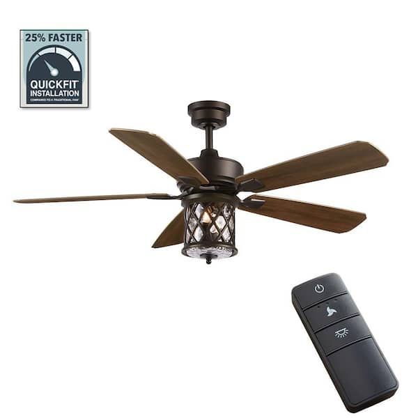 Home Decorators Collection Pine Meadows 52 in. Indoor/Outdoor LED Bronze Damp Rated Downrod Ceiling Fan with Dimmable Light Kit and Remote Control