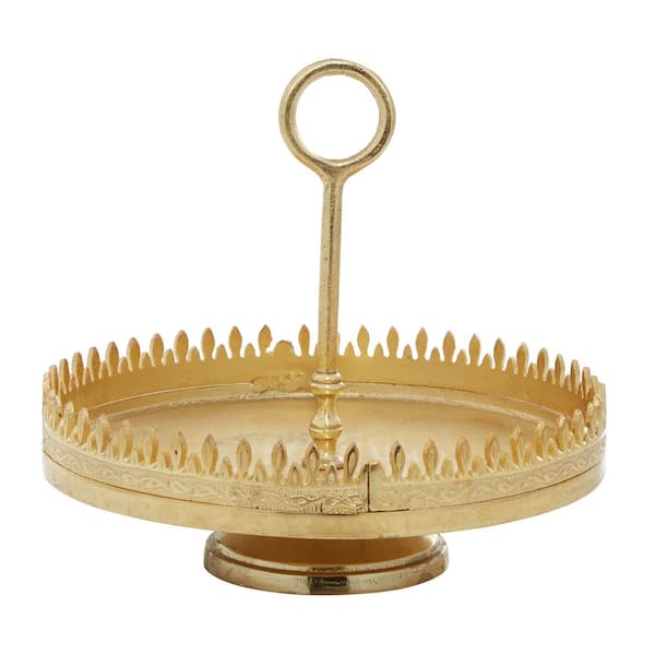 Litton Lane Gold Aluminum Glam Cake Stand