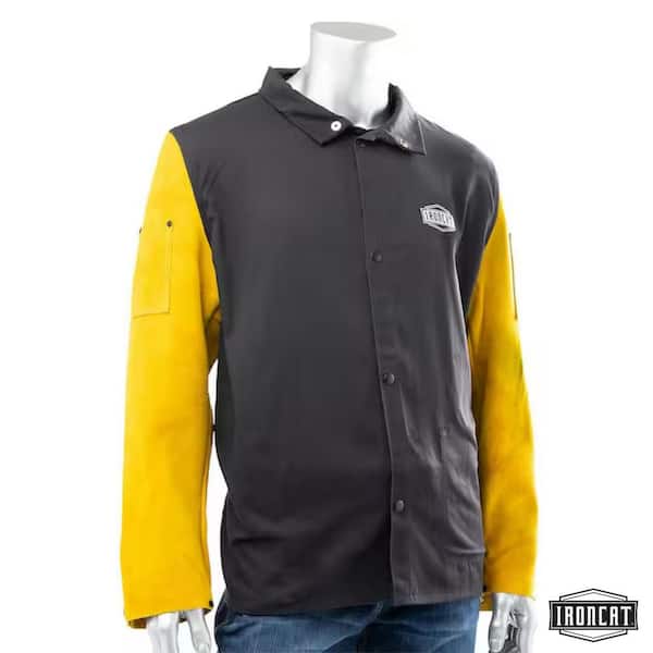 MMM「coat with elongated necklines」44 Ironcat X-Large Flame Resistant 7 oz. Cotton/Leather Jacket 8053
