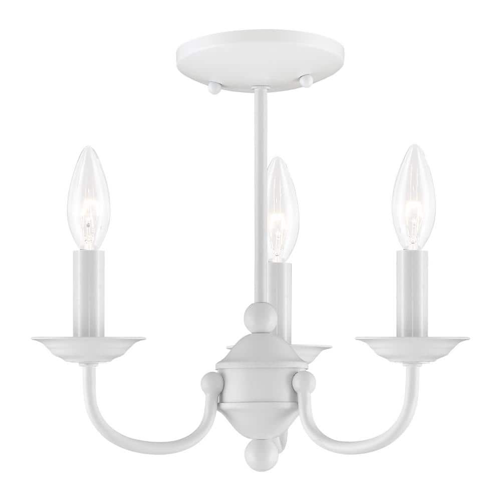 Elegant Mini 3-Light Candle Chandelier in Classic White