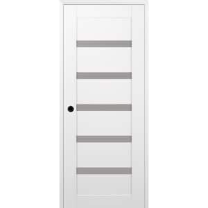 Leora 24 in. x 84 in. Right Hand 6 Lite Frosted Glass Snow White Composite Wood Single Prehung Interior Door
