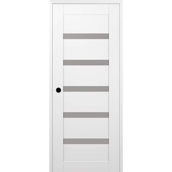 Belldinni Leora 28 in. x 96 in. Right Hand 7 Lite Frosted Glass Snow White Composite Wood Single Prehung Interior Door
