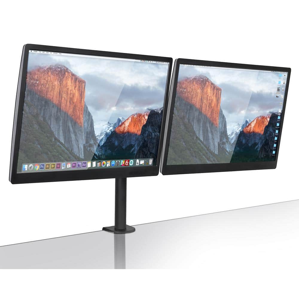 Black Dual Monitor Desk Mount with Adjustable Arms