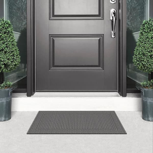 Grid Graphite 18 in. x 30 in. Non-Slip Indoor Outdoor Door Mat
